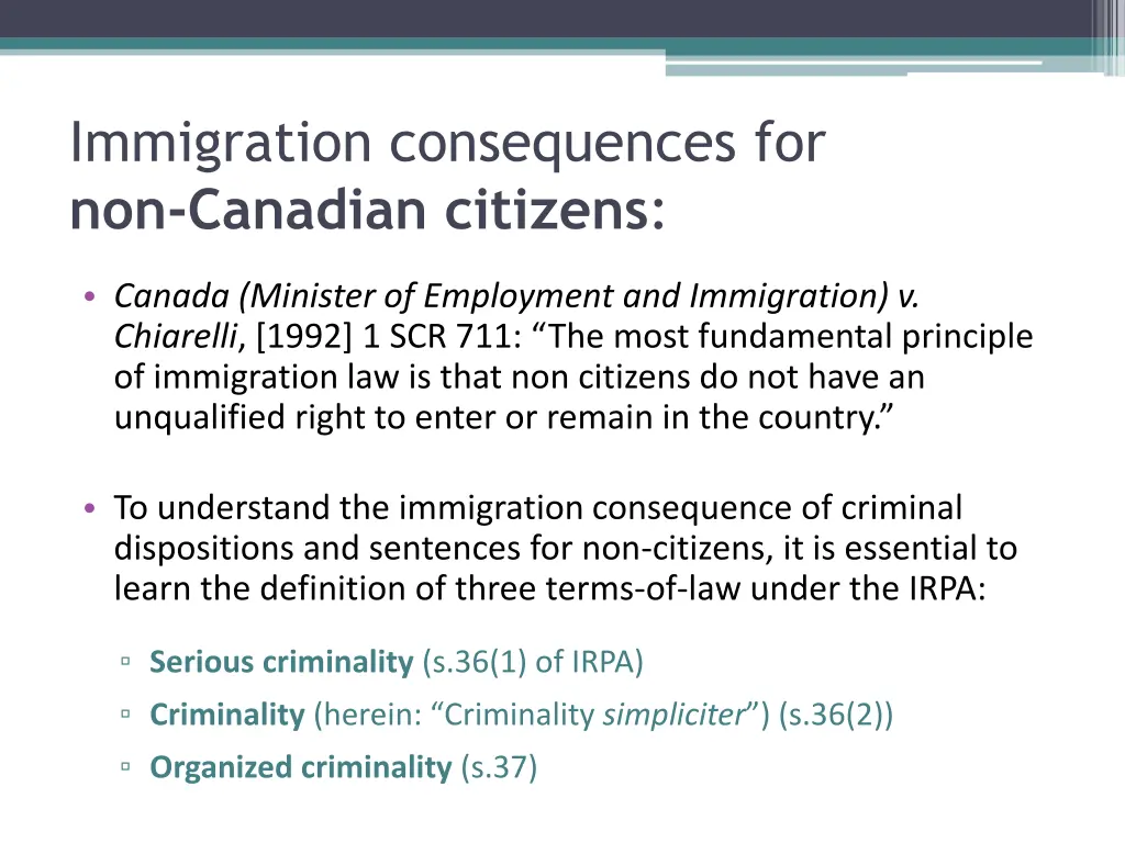 immigration consequences for non canadian citizens