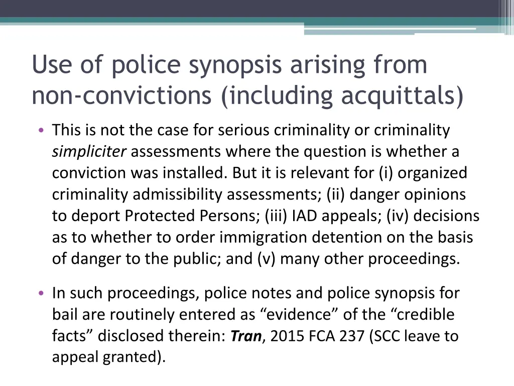 use of police synopsis arising from 1
