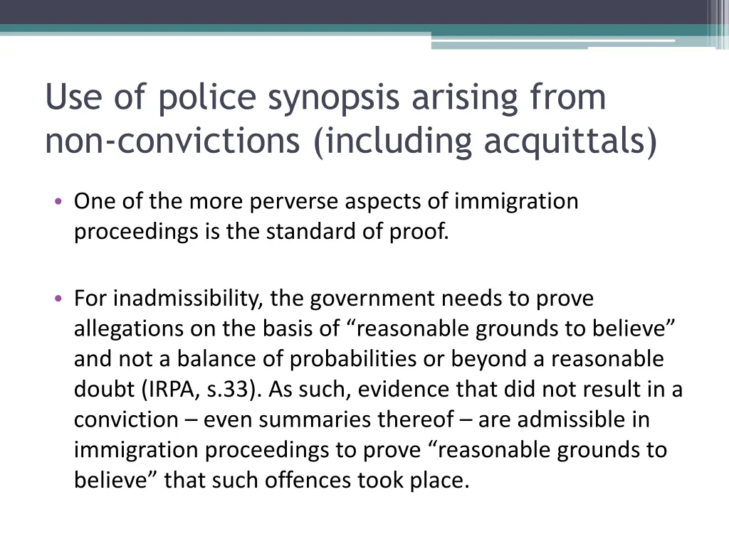 use of police synopsis arising from