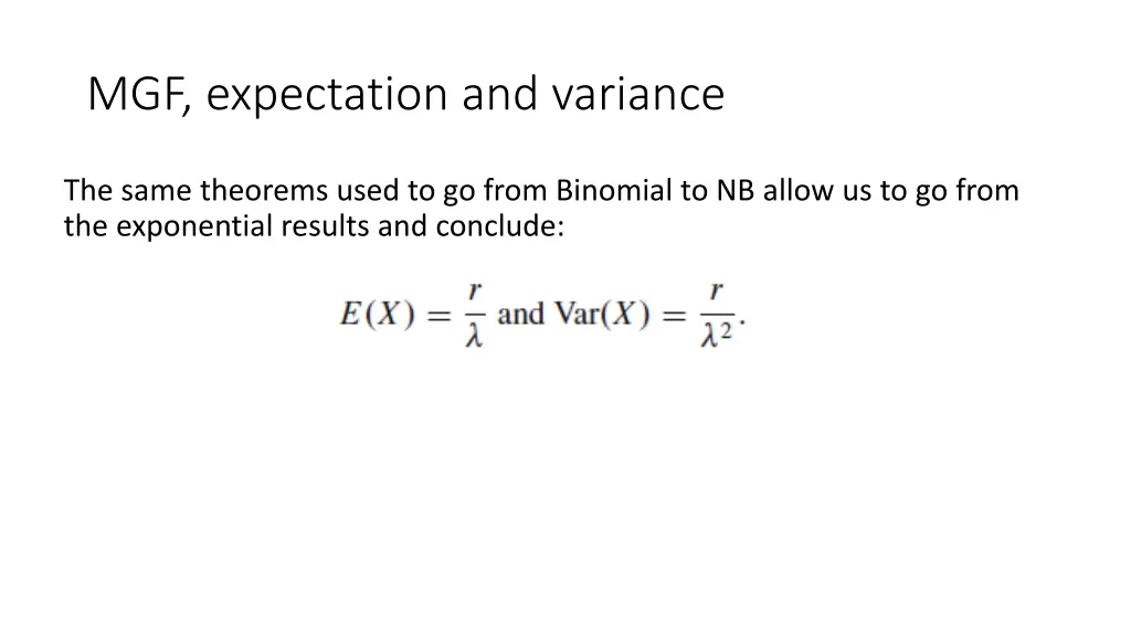 mgf expectation and variance