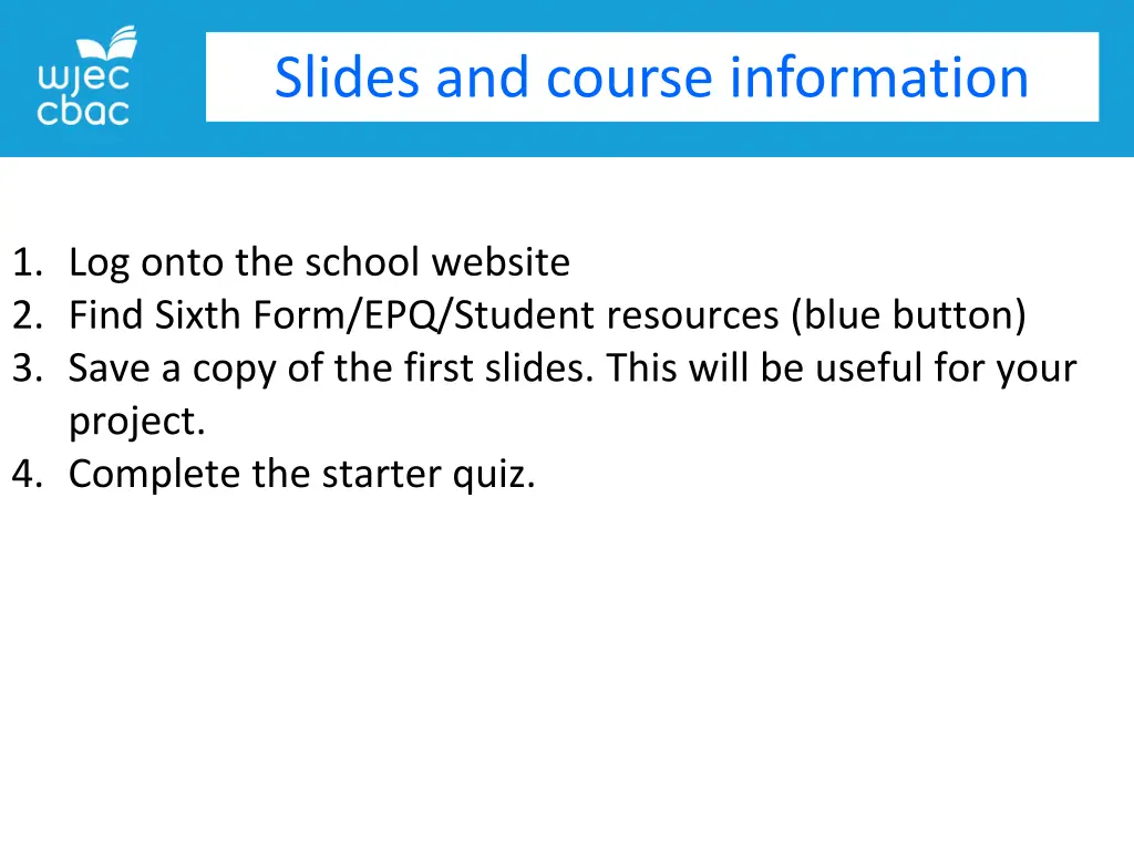 slides and course information