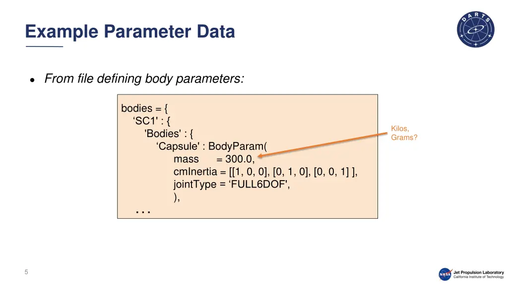 example parameter data