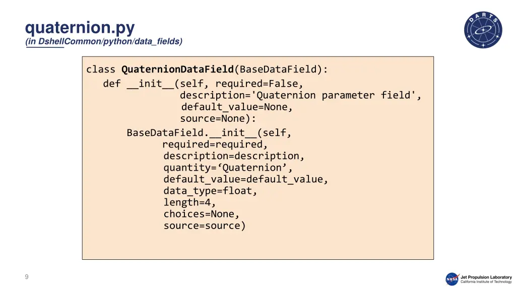 quaternion py in dshellcommon python data fields