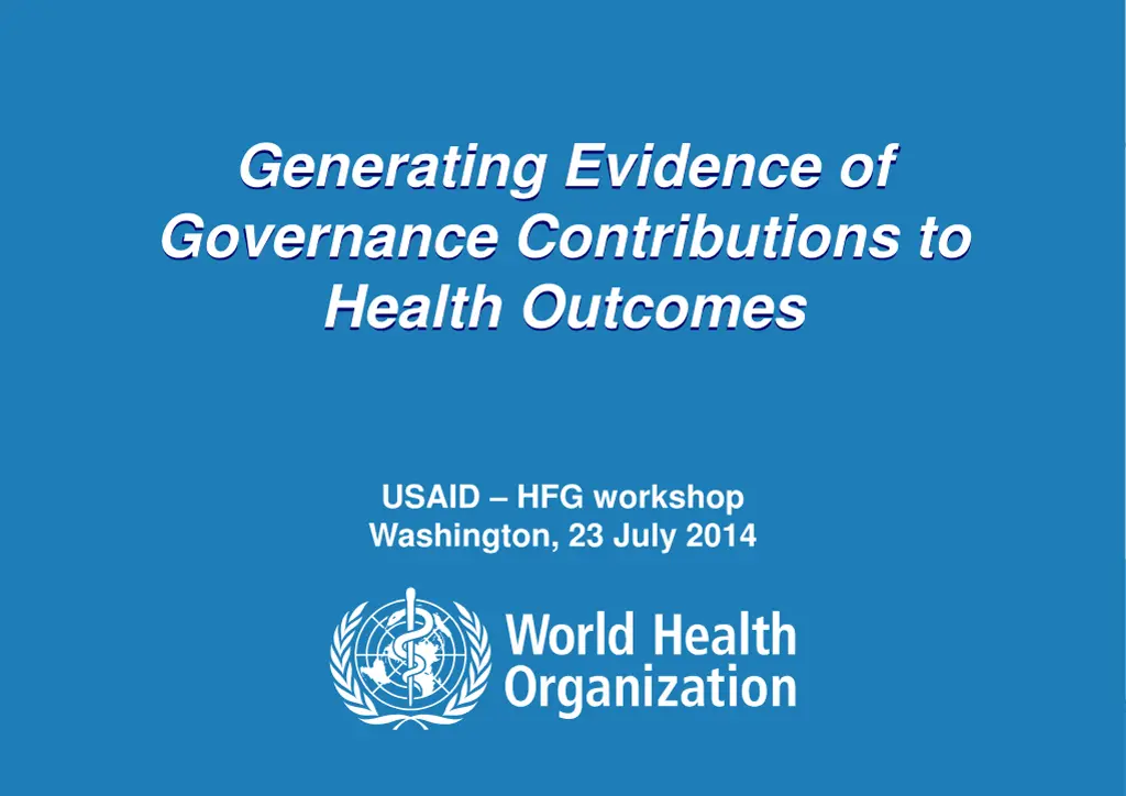 generating evidence of governance contributions