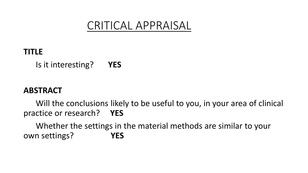 critical appraisal