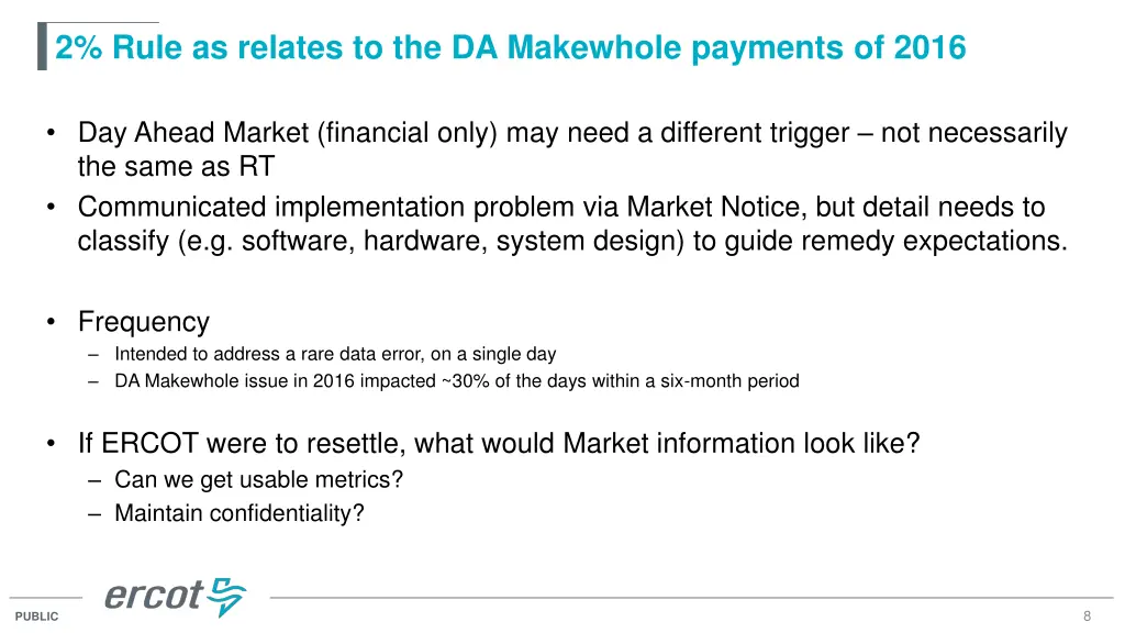 2 rule as relates to the da makewhole payments