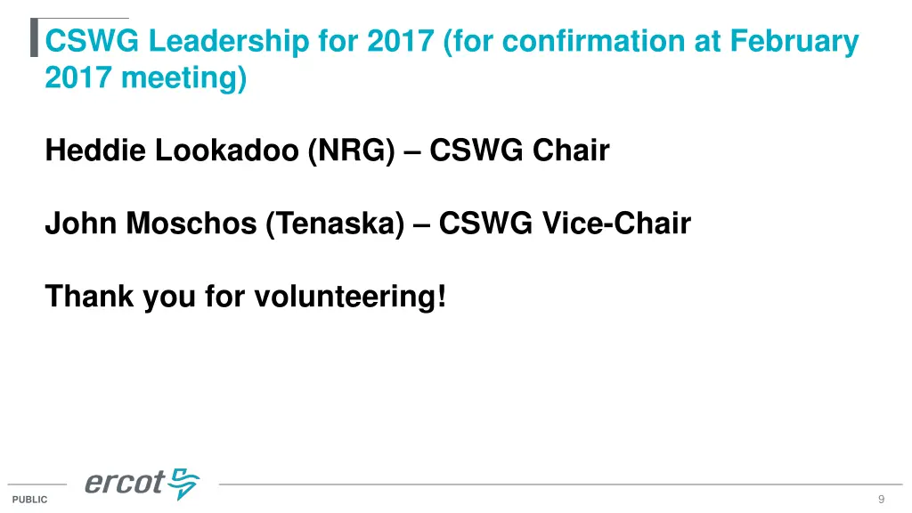 cswg leadership for 2017 for confirmation