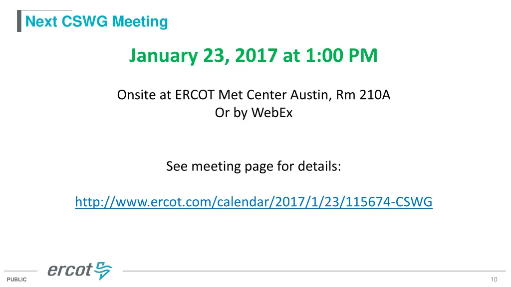 next cswg meeting