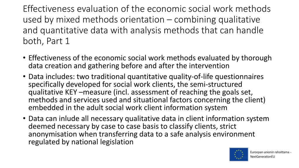 effectiveness evaluation of the economic social