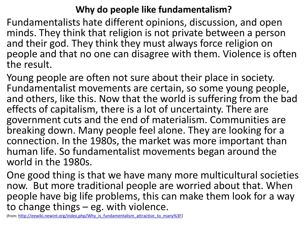why do people like fundamentalism fundamentalists
