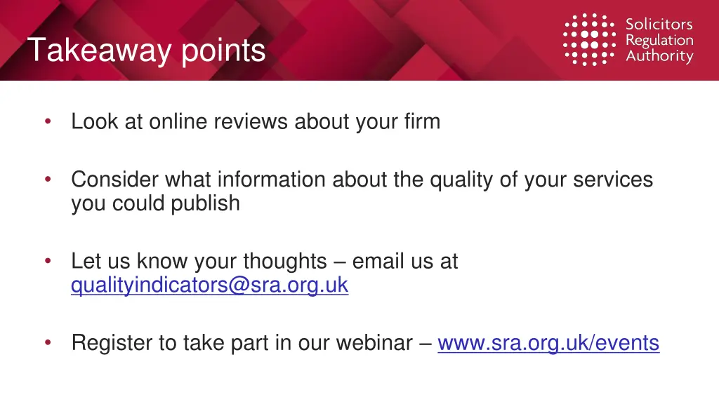 takeaway points