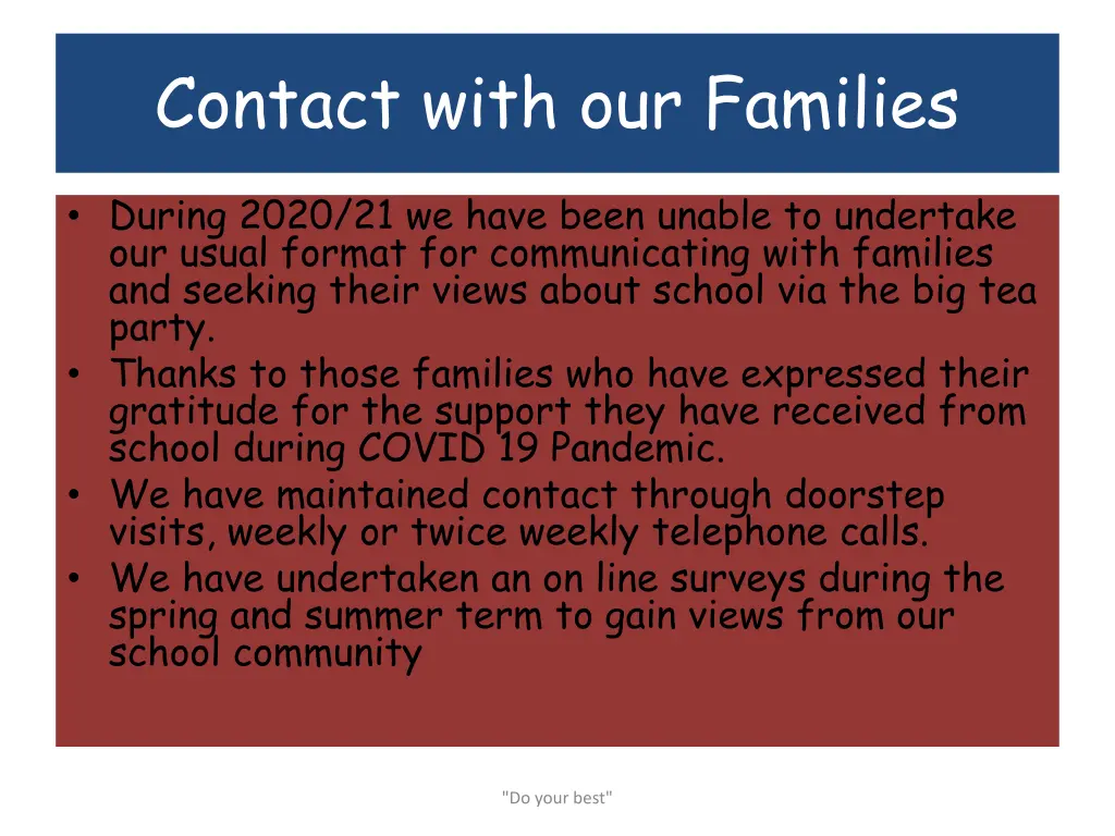 contact with our families