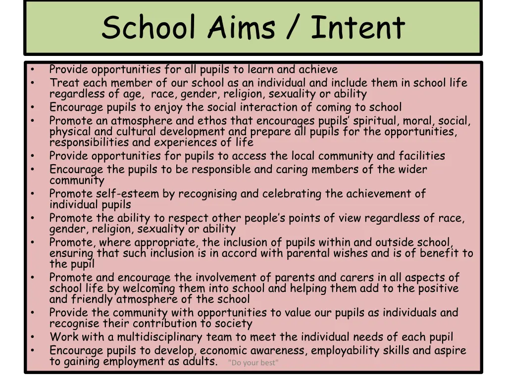 school aims intent