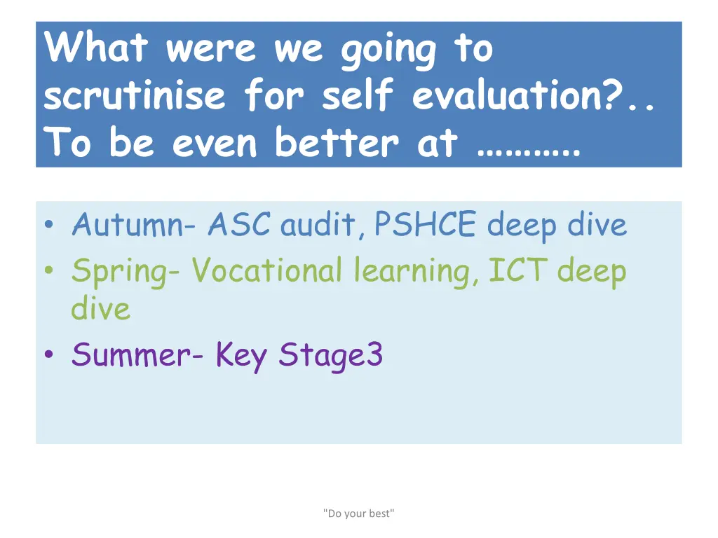 what were we going to scrutinise for self