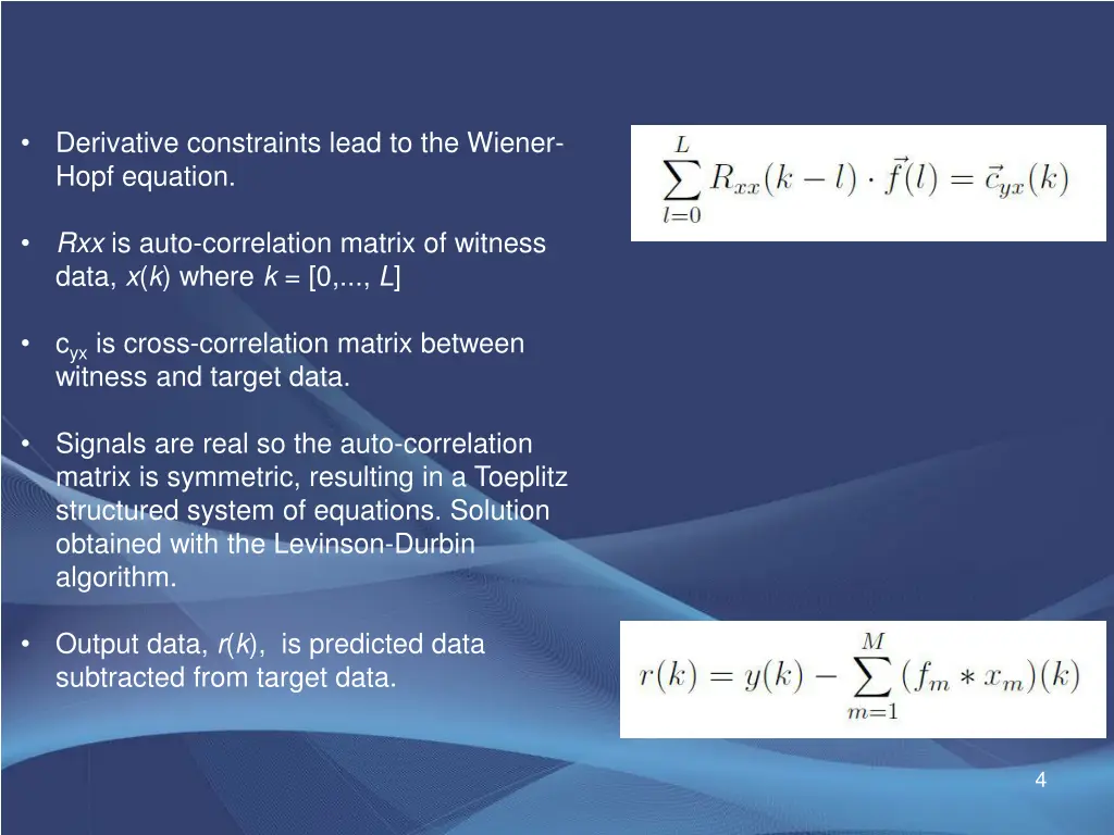 derivative constraints lead to the wiener hopf