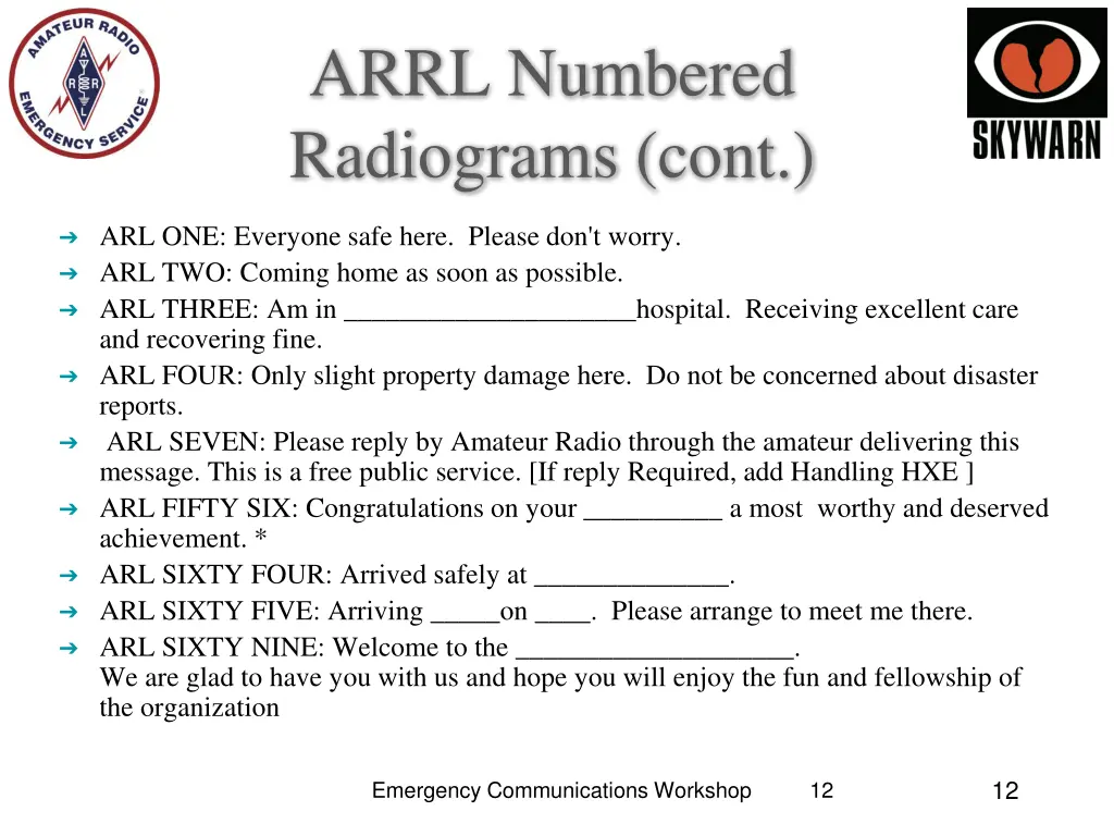 arrl numbered radiograms cont