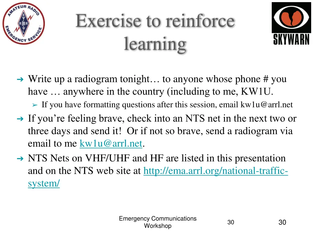 exercise to reinforce learning