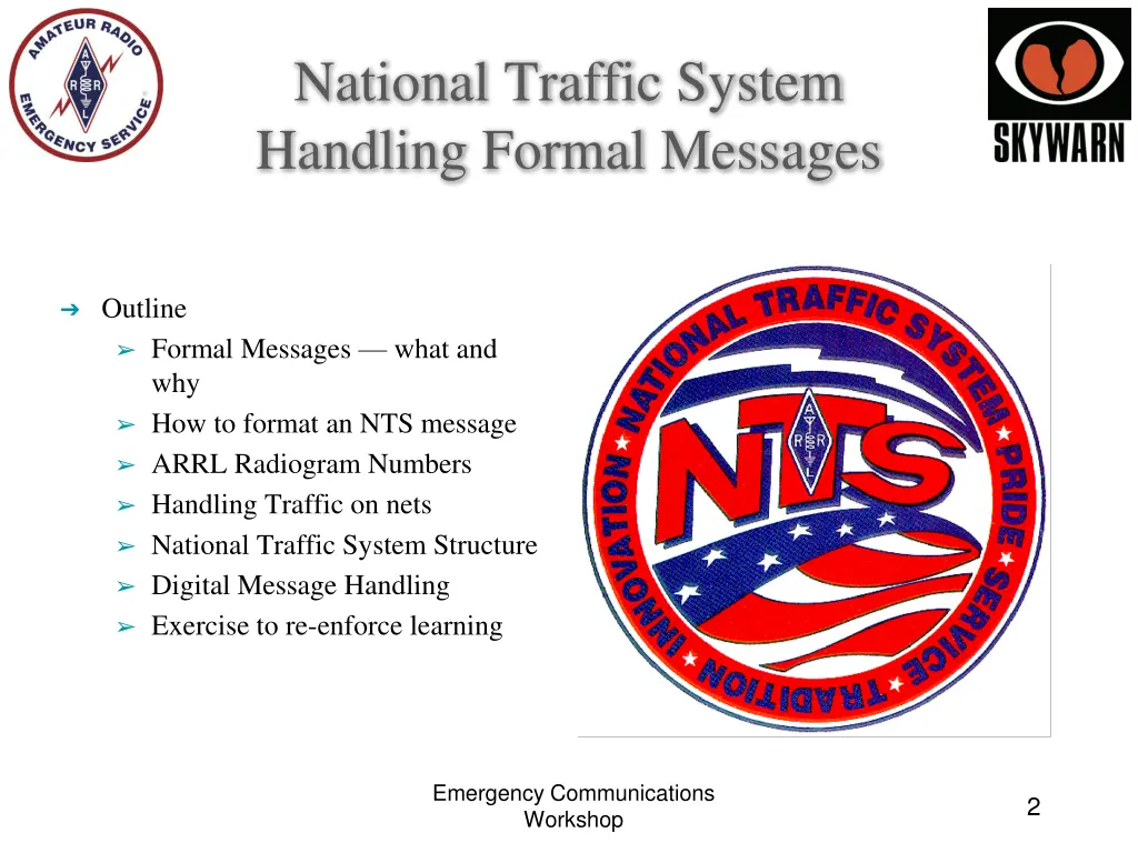 national traffic system handling formal messages