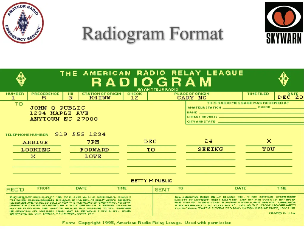 radiogram format