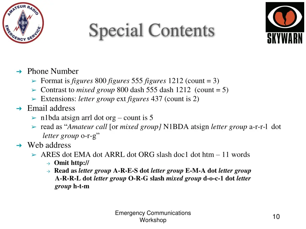 special contents