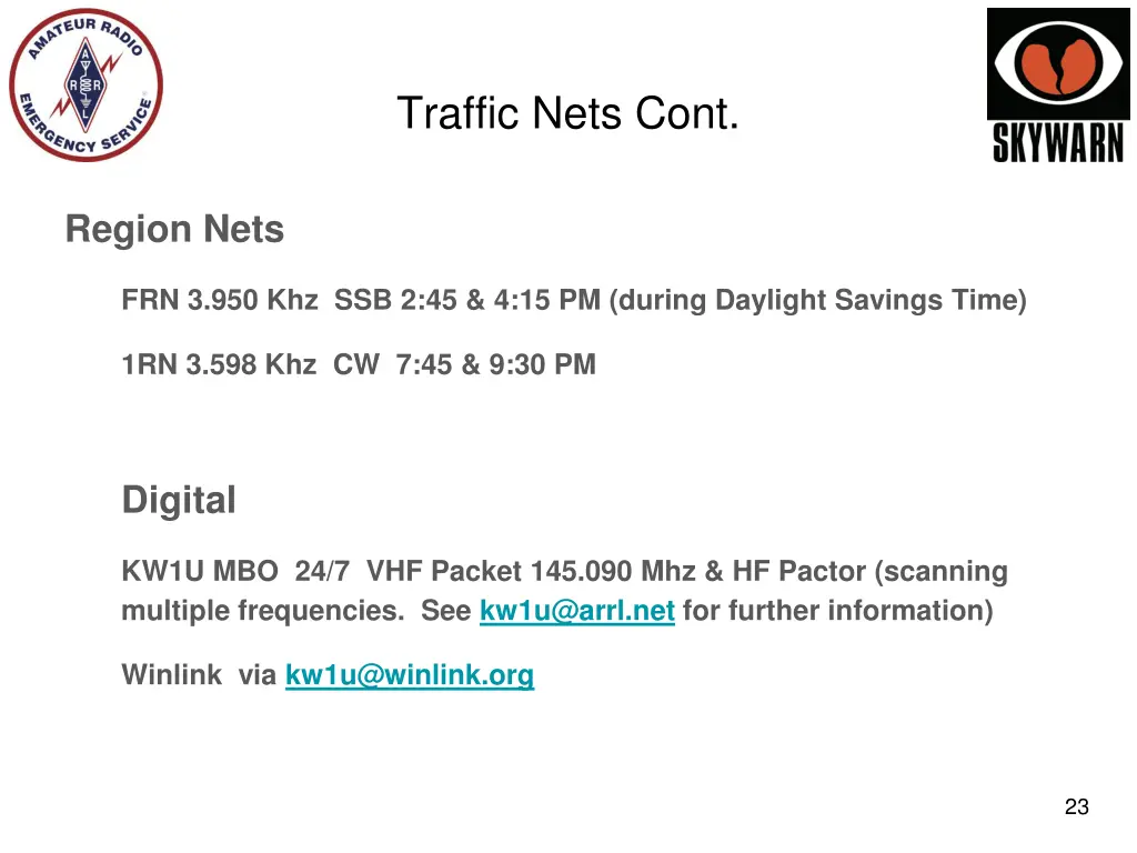 traffic nets cont