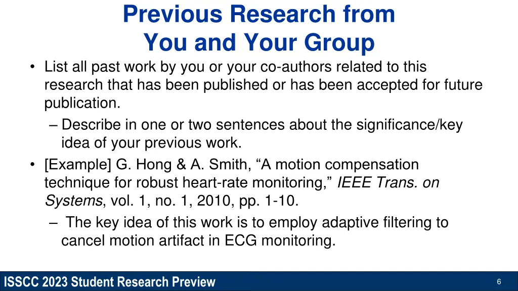 previous research from you and your group list