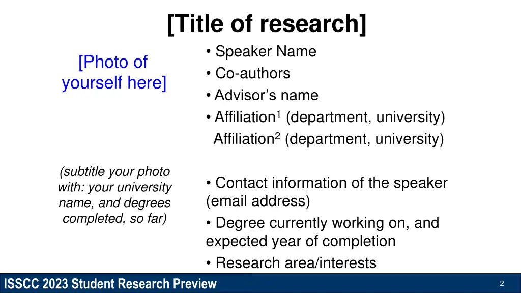 title of research speaker name co authors advisor