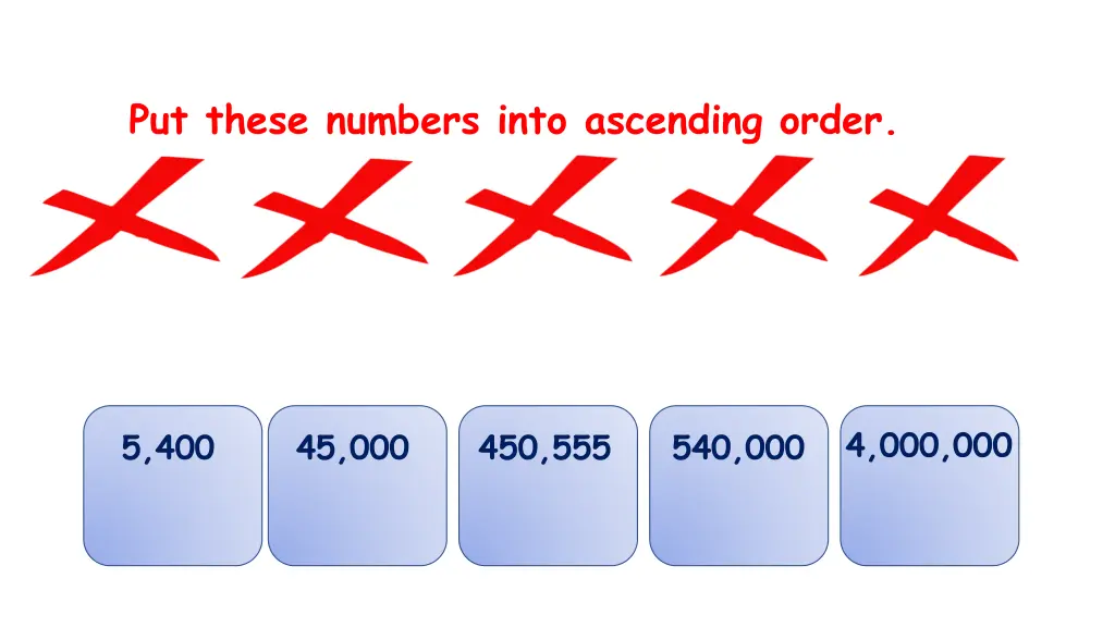 put these numbers into ascending order 1