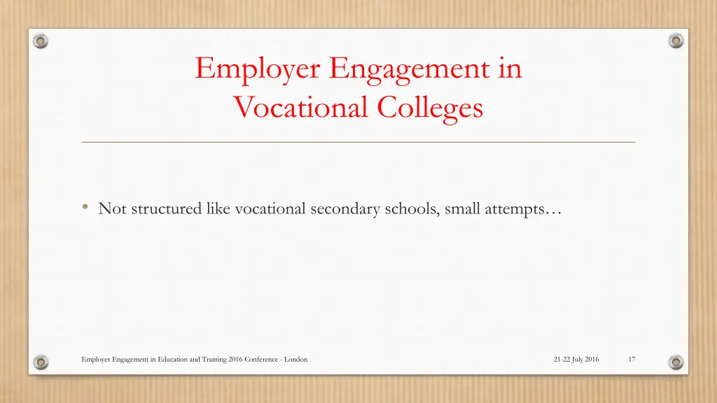 employer engagement in vocational colleges