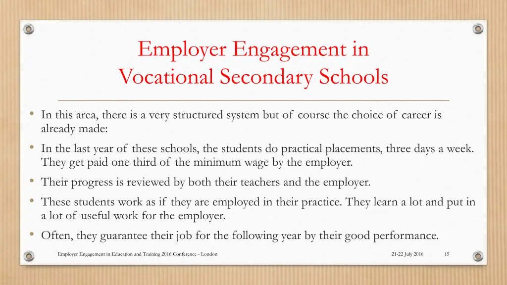 employer engagement in vocational secondary