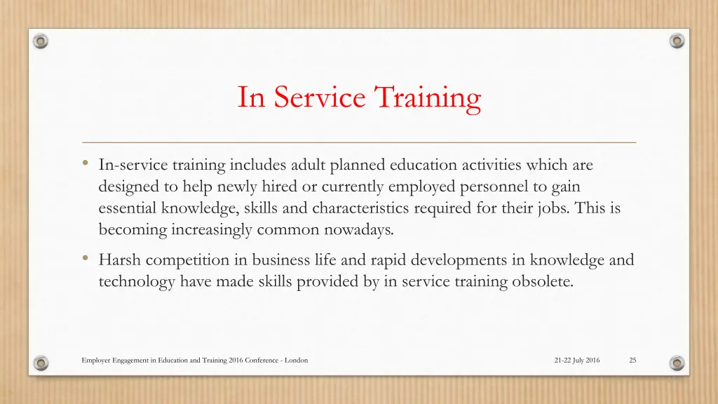 in service training