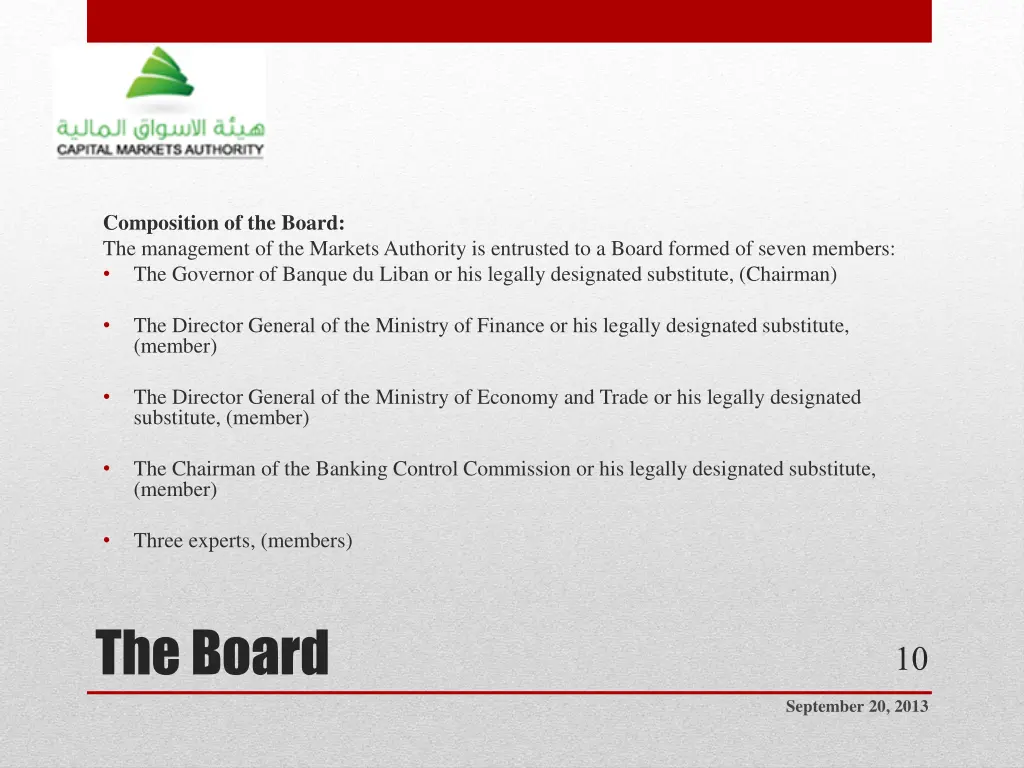 composition of the board the management
