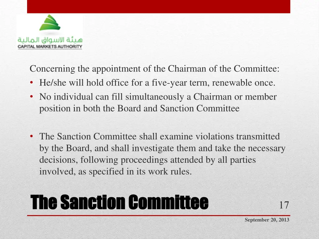 concerning the appointment of the chairman