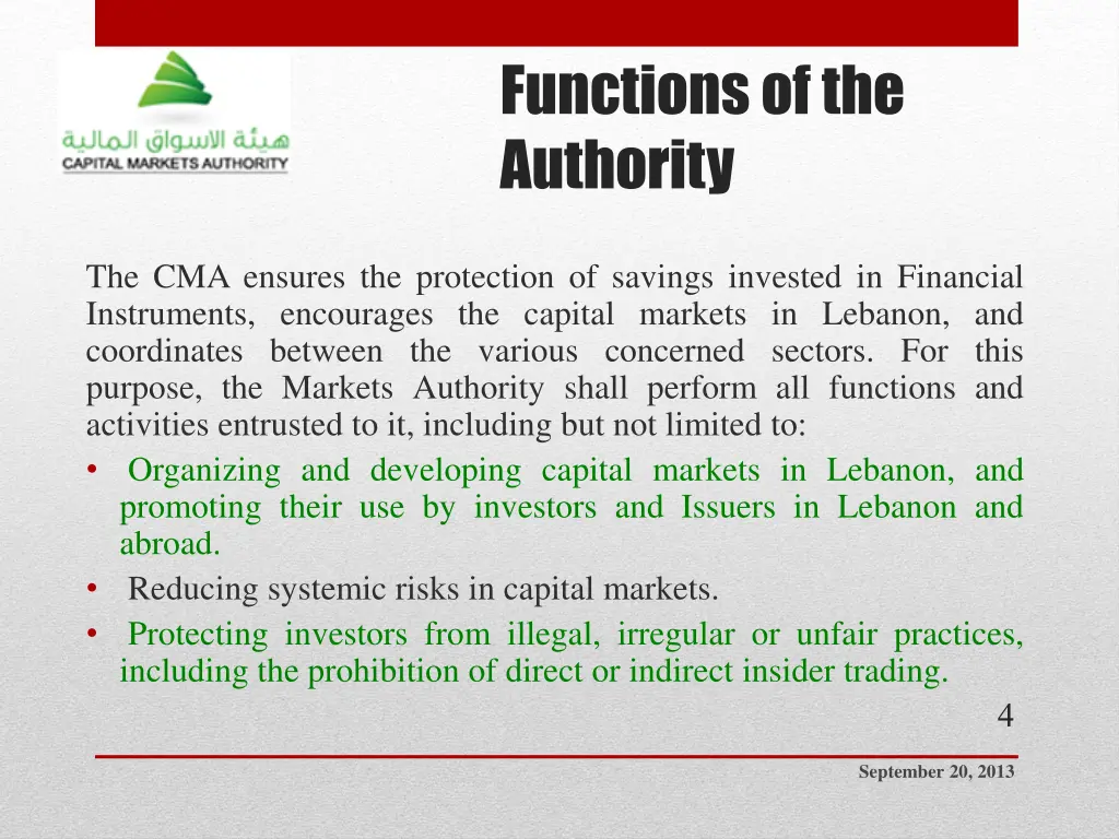 functions of the authority 1