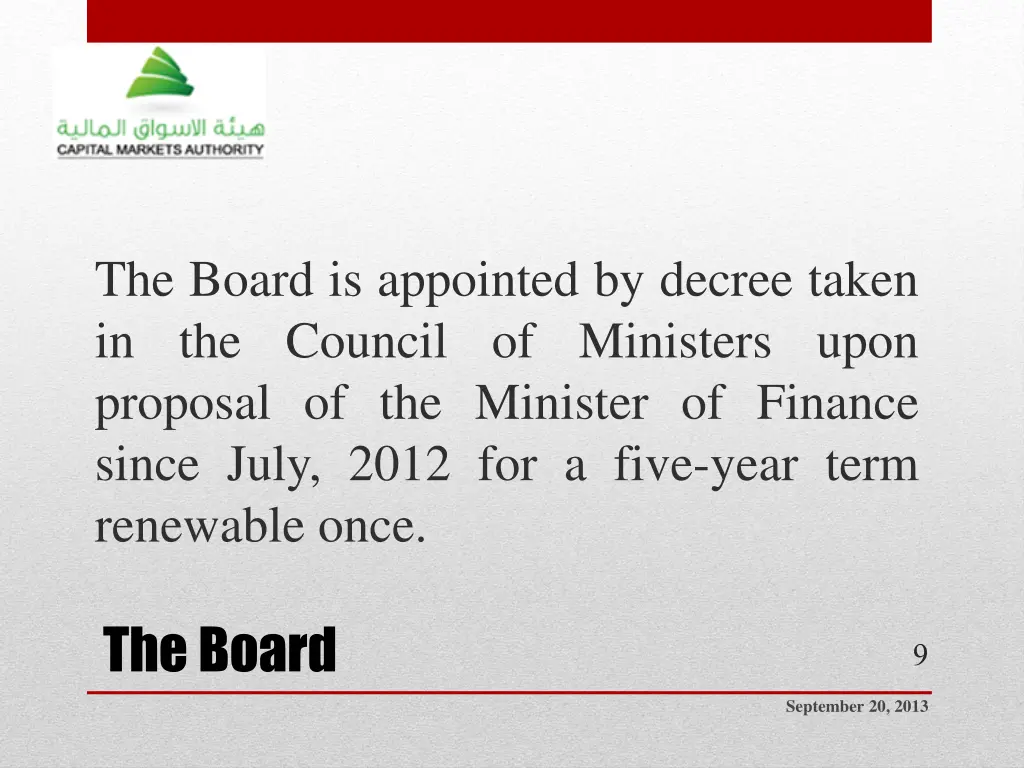 the board is appointed by decree taken