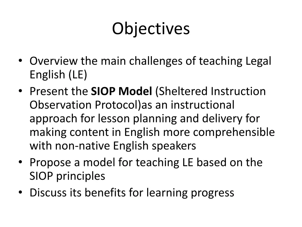 objectives