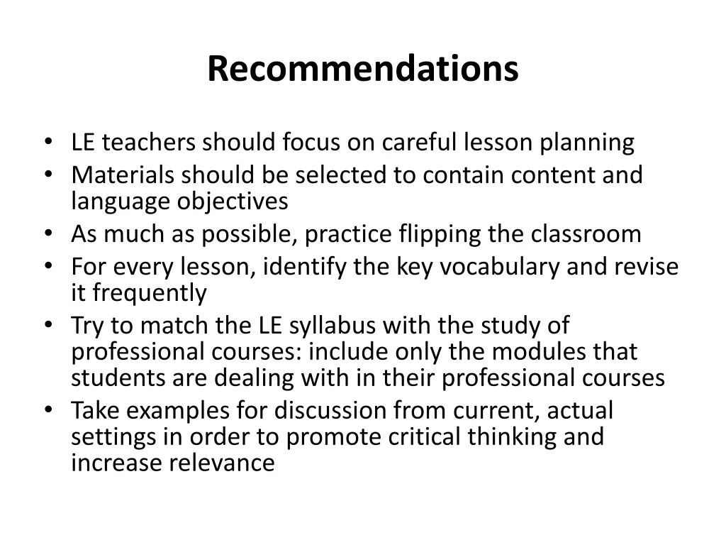 recommendations