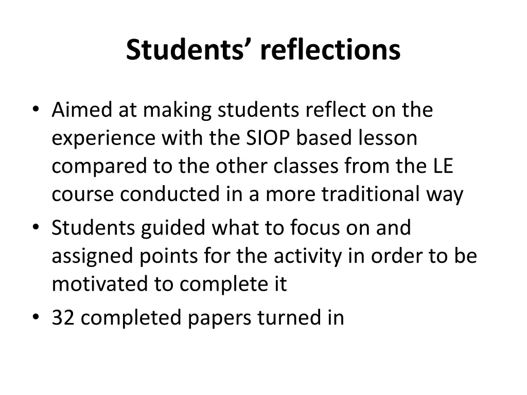 students reflections