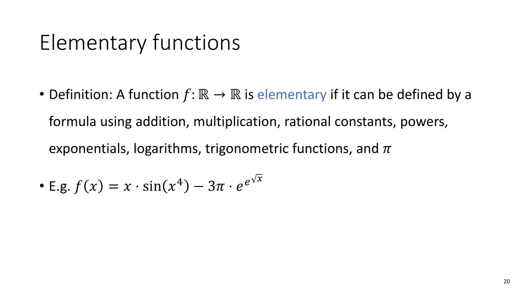 elementary functions