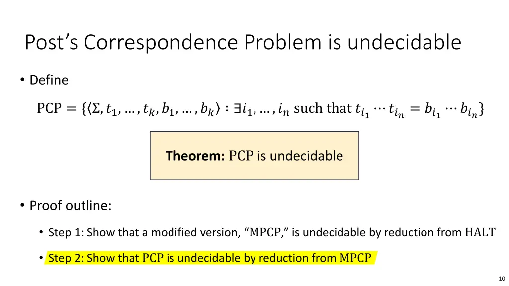 post s correspondence problem is undecidable 1