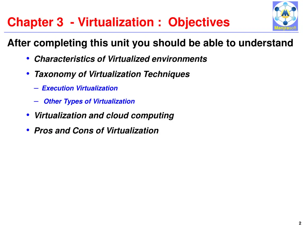 chapter 3 virtualization objectives