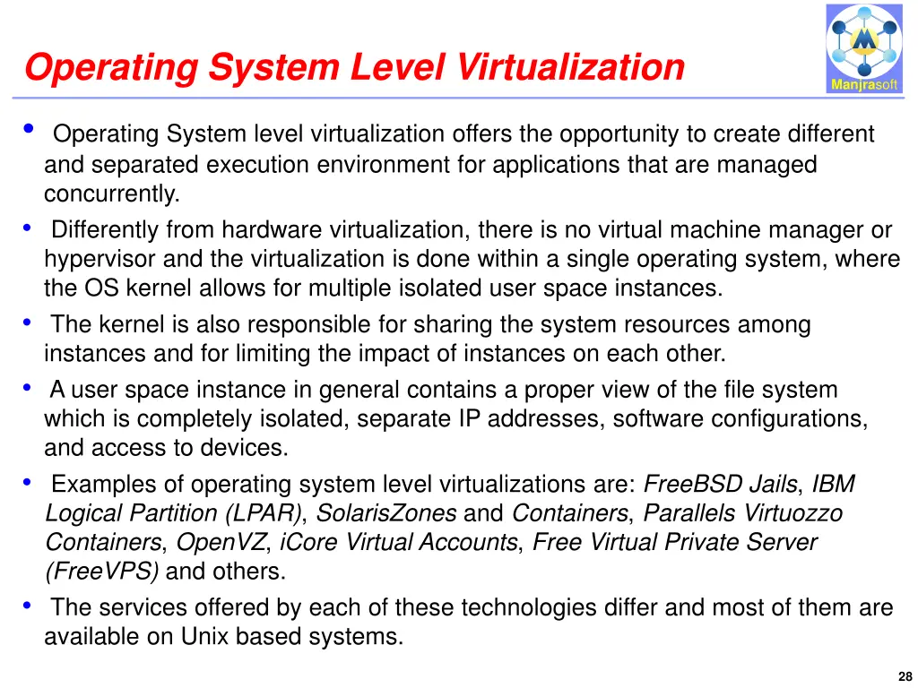 operating system level virtualization operating