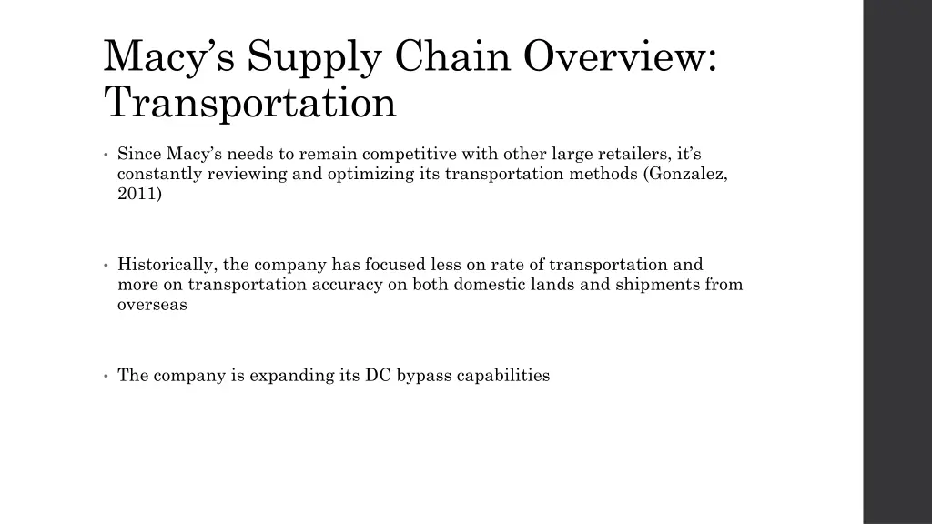 macy s supply chain overview transportation