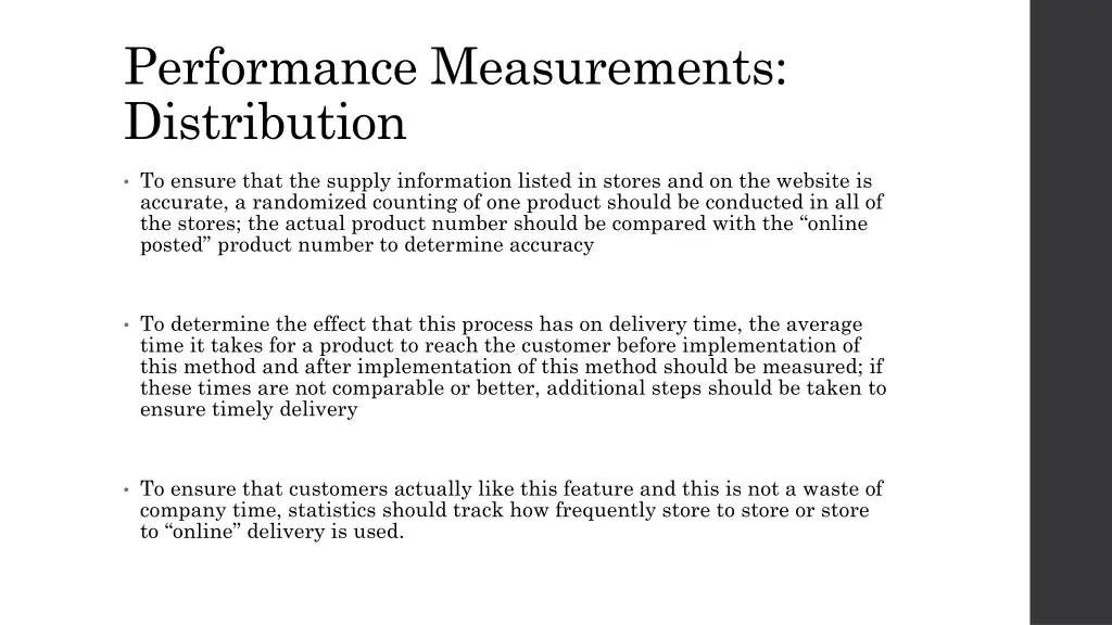 performance measurements distribution