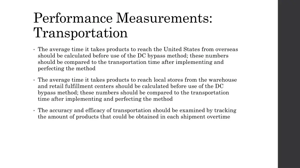 performance measurements transportation