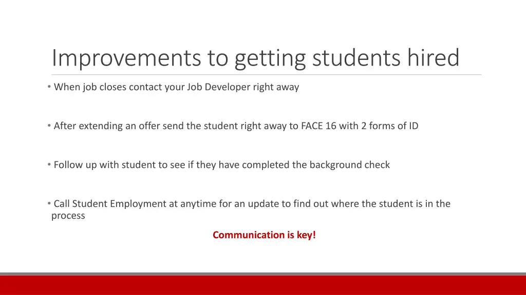 improvements to getting students hired