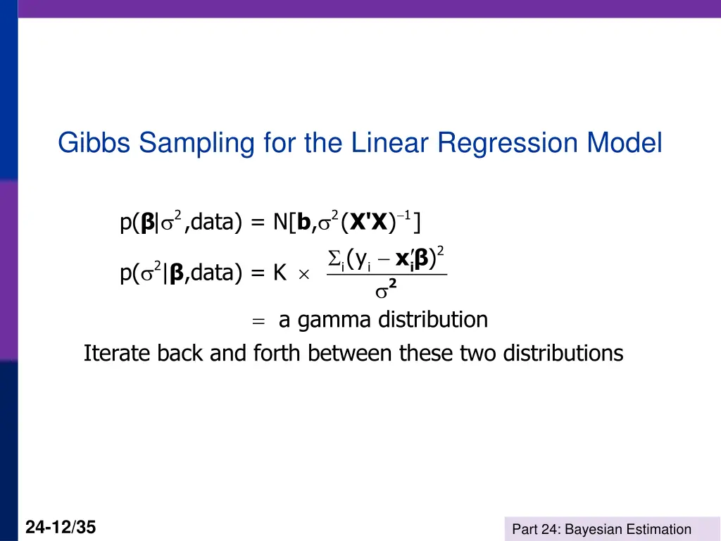 gibbs sampling for the linear regression model