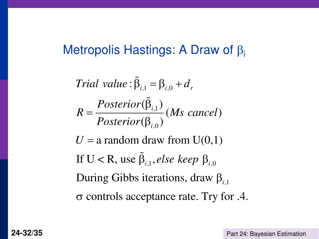 metropolis hastings a draw of i