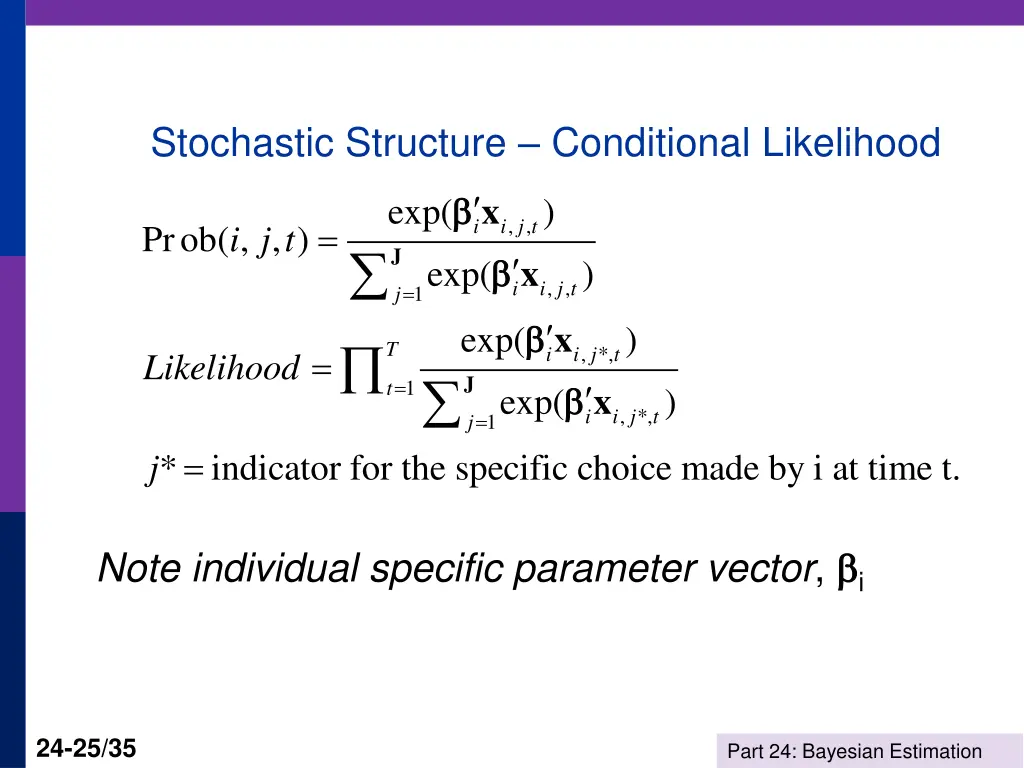 stochastic structure conditional likelihood