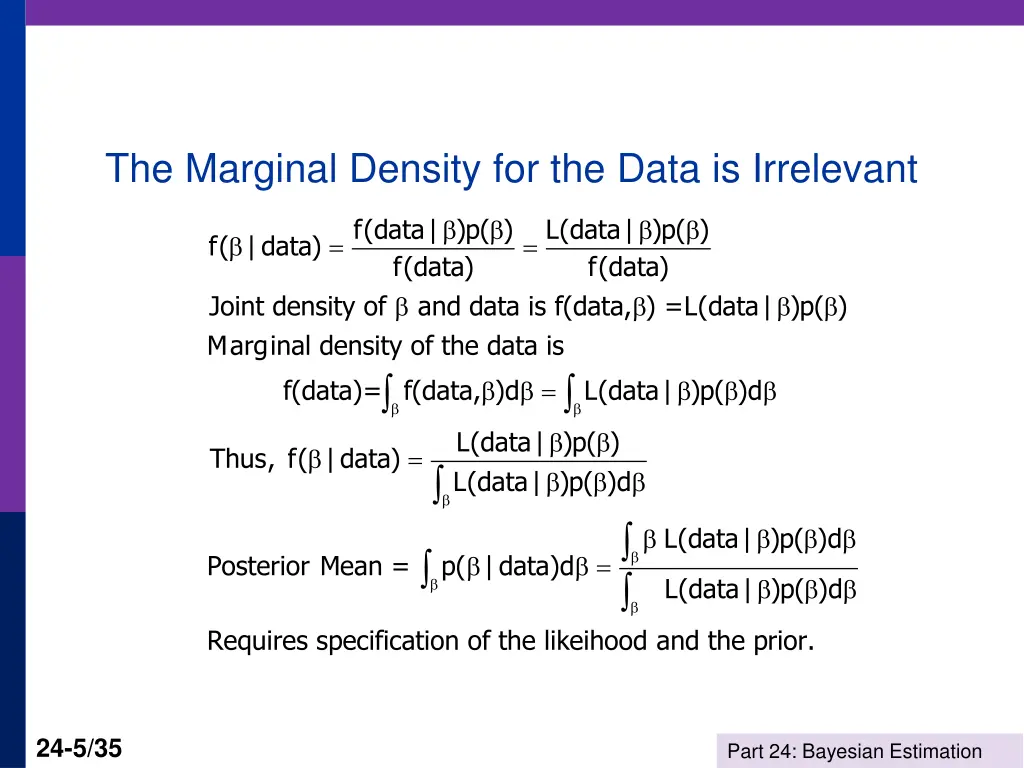 the marginal density for the data is irrelevant